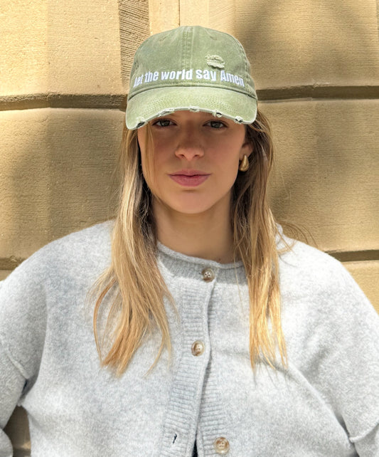 LET THE WORLD SAY AMEN CAP WASHED GREEN
